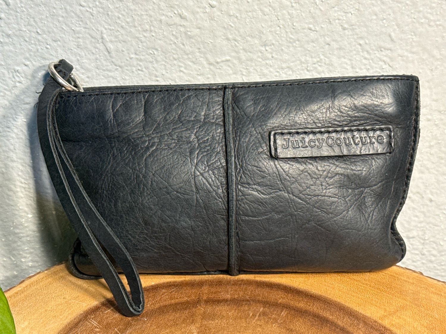 Juicy Couture Vintage Black Leather Wristlet Wallet