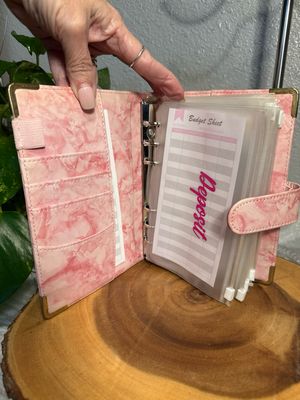 Unbranded, Pink Marble Vegan Leather Budget Binder wallet