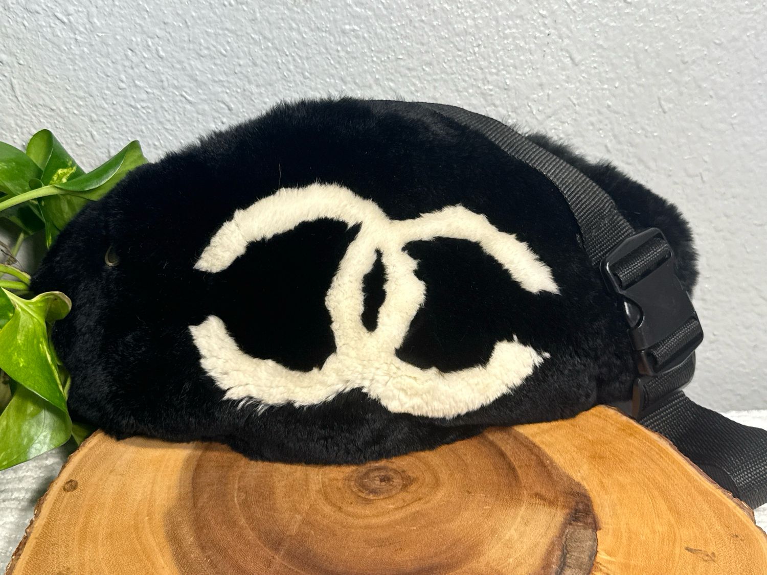 Unbranded, Black And Ivory Fuzzy Belt Bag