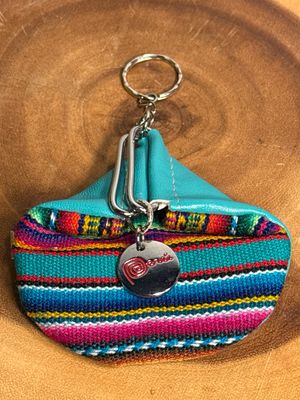Sarape And Turquoise Leather Coin Purse, New Without Tags