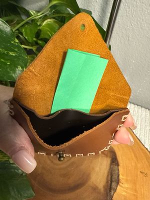 Handmade Unbranded Raw Leather Double Slot Card And Cash Wallet