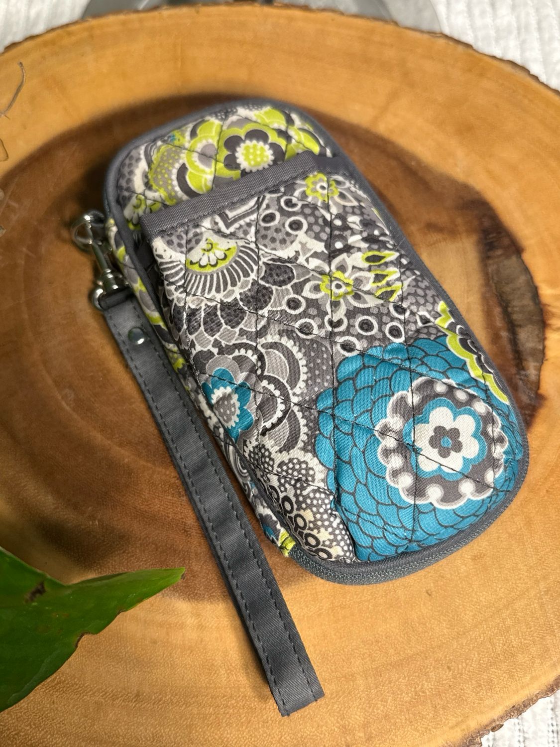 Vera Bradley, Turquoise And Gray Wristlet Wallet New Without Tags