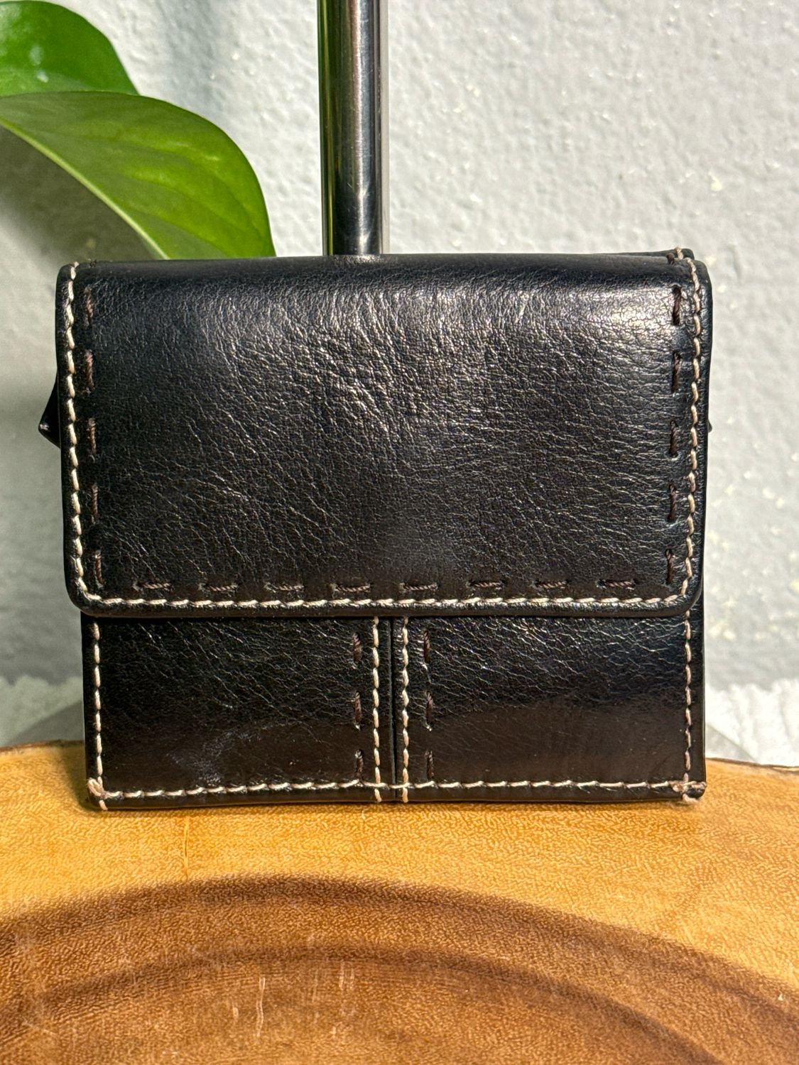 Fossil, Vintage, Black, Leather Trifold Wallet
