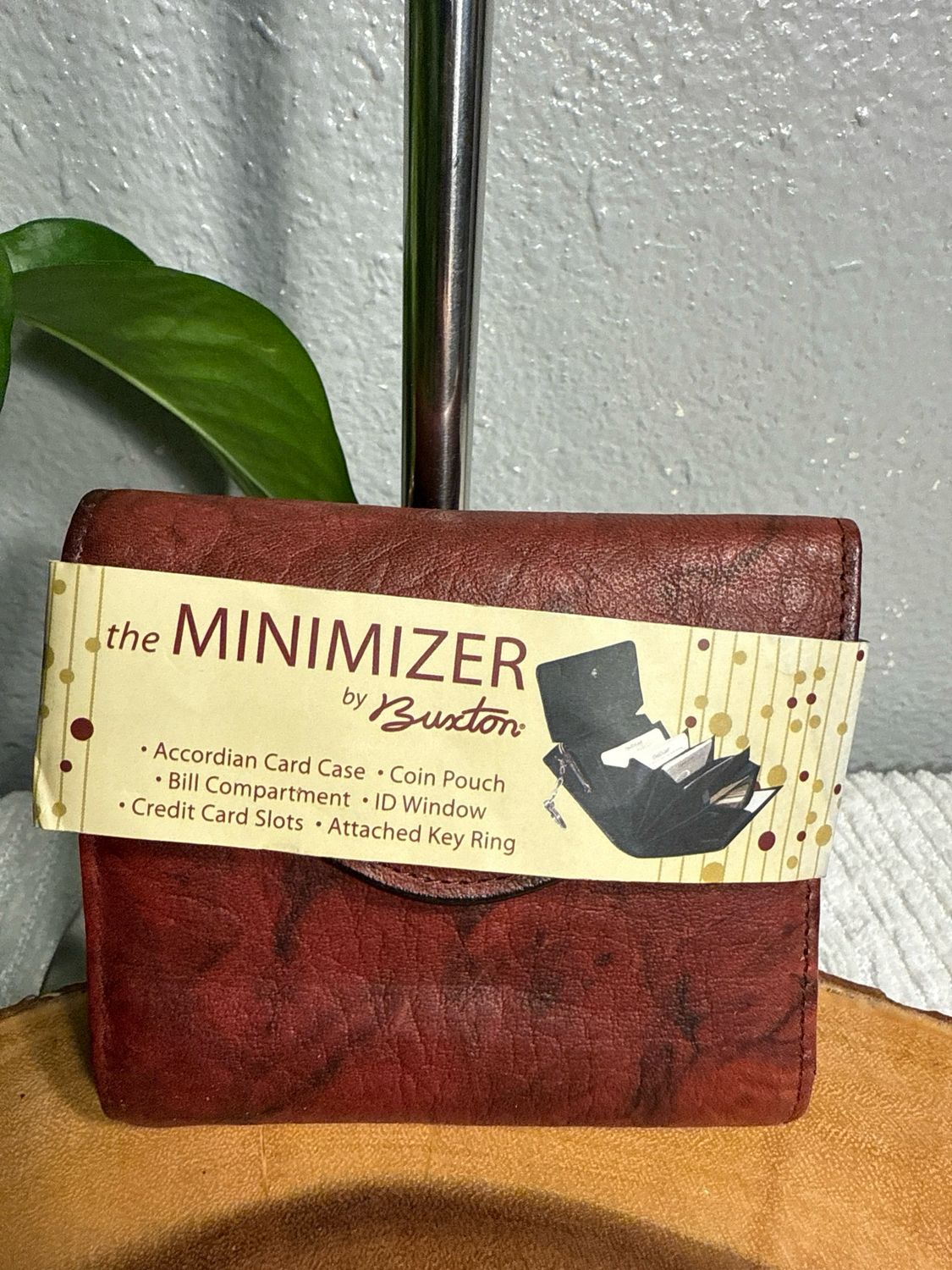 Buxton Burgundy, Marbled Leather Vintage Organizer, Wallet New With Tags