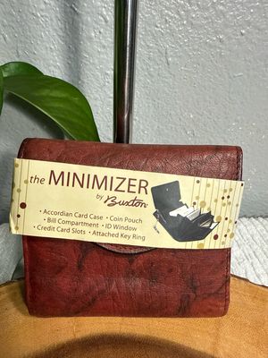 Buxton Burgundy, Marbled Leather Vintage Organizer, Wallet New With Tags