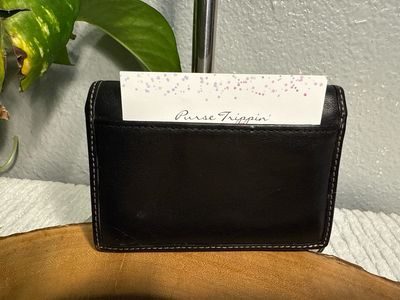Coach Vintage Black Leather Compact Key Card Wallet