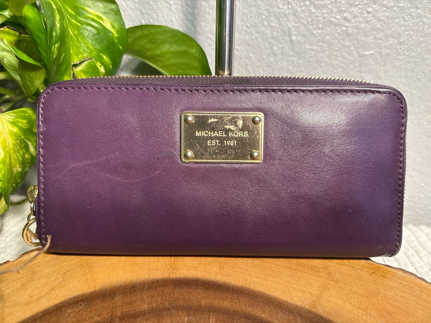 Michael Kors Purple Smooth, Leather, Accordion Wallet