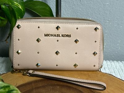 Michael Kors, Nude Pink, Studded, Leather Wristlet Wallet