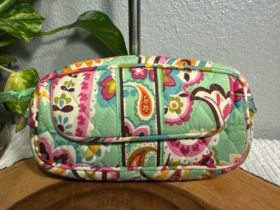 Vera Bradley Paisley, Mint, Green Mirrored Double Pocket Cosmetic Pouch