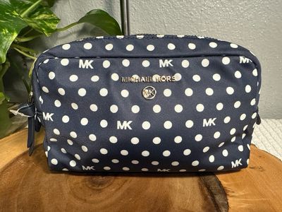 Michael Kors, Navy Nylon Polkadotted Cosmetic Pouch