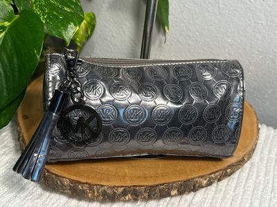 Michael Kors Vintage Silver Cosmetic Pouch To Interior Pockets And Charms