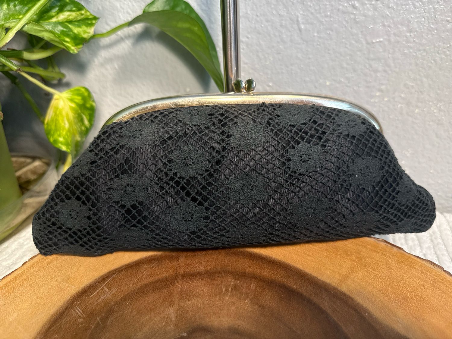 Vintage Black Lace, Kiss, Lock, Cosmetic Bag Or Clutch