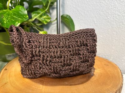 Unbranded, Brown, Crochet, Wristlet, Cosmetic, Clutch Catchall
