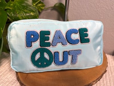 Unbranded Peace Out Patches Clutch Carry All Cosmetic Case Large
