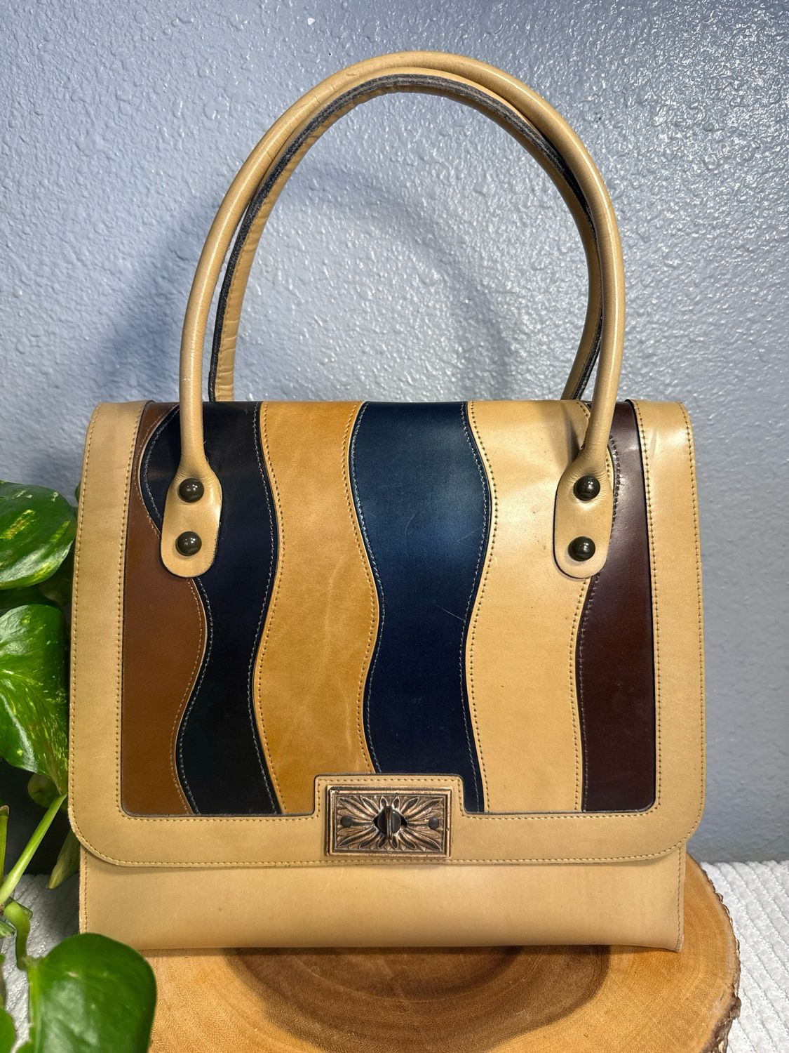 Mahler RARE FIND 1960s Box Calf Leather And Wood  Handbag. Similar Design Online For $399