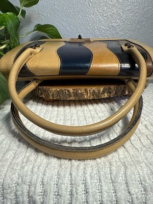 Mahler RARE FIND 1960s Box Calf Leather And Wood  Handbag. Similar Design Online For $399