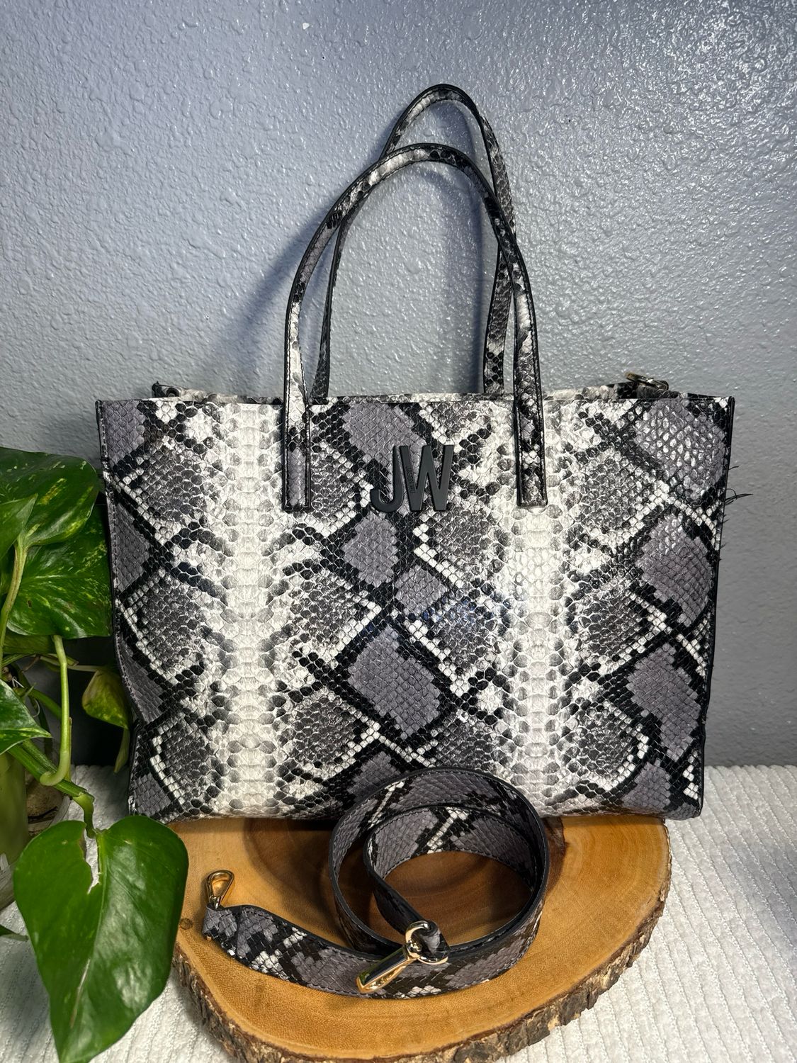 Jason Wu Black, White And Gray Python Embossed Satchel New Without Tags