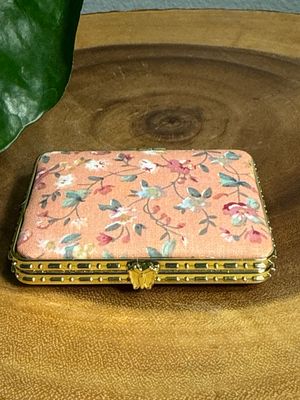 Square Peach Floral, Double-Sided Compact Mirror, New Imp Package