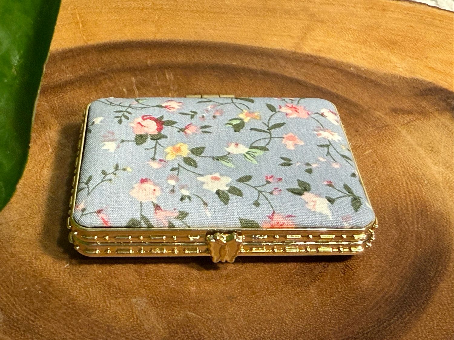Square Baby Blue Floral, Double-Sided, Compact Mirror New In Package
