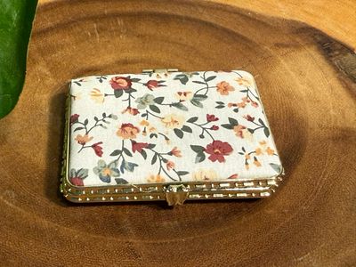 SQUARE White Floral, Double-Sided, Compact Mirror New With Tags