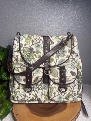 GiGi Hill Floral Coated Canvas Convertible Backpack NWOT