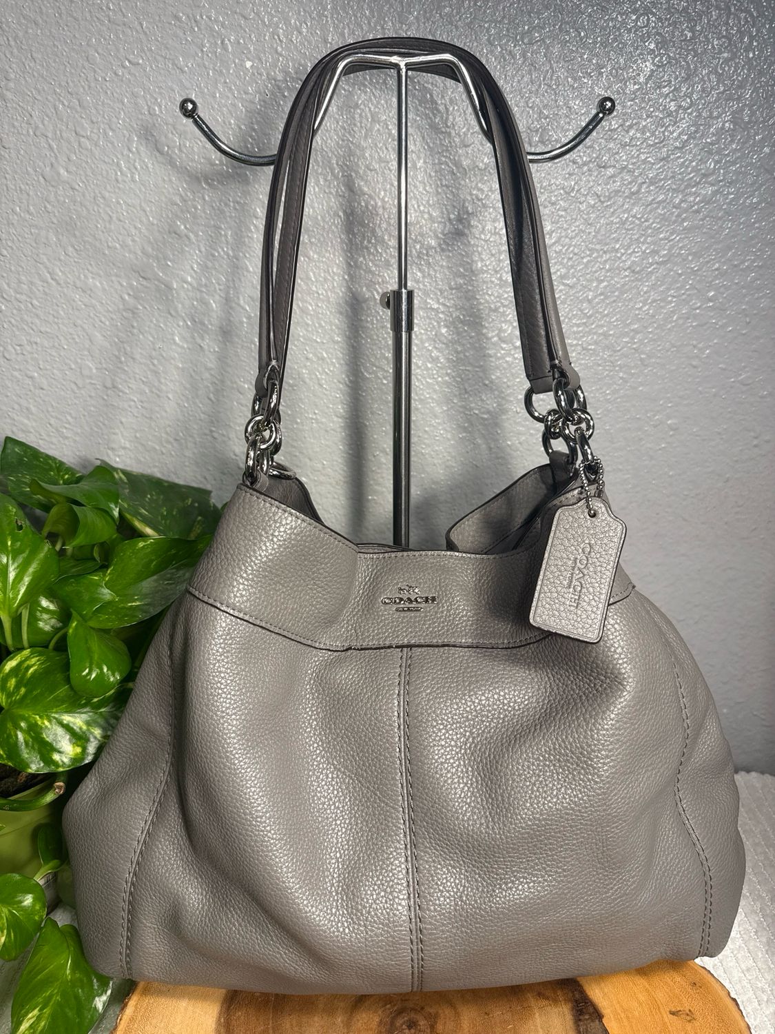 Coach Gray Leather Shoulder Bag New Without Tags