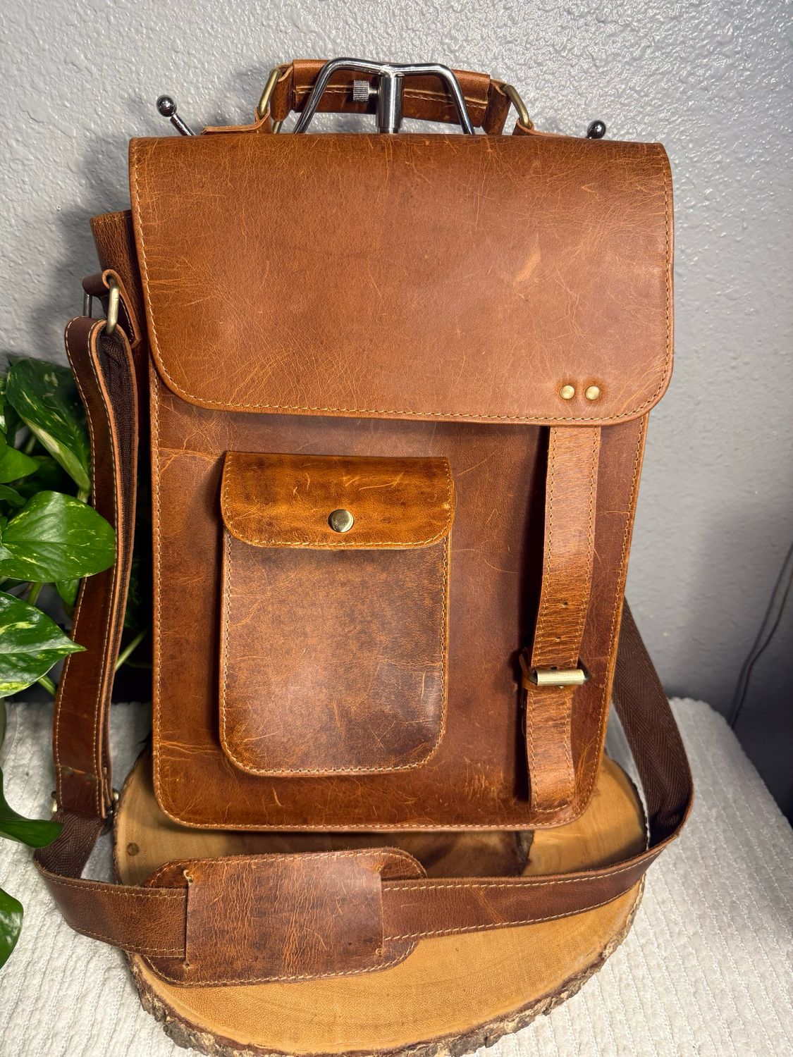 Rustic Leather Multifunctional Crossbody Bag
