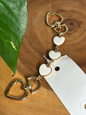 White Heart, Gold Town, Hardware, Purse, Charm Or Strap Extender New With Tags