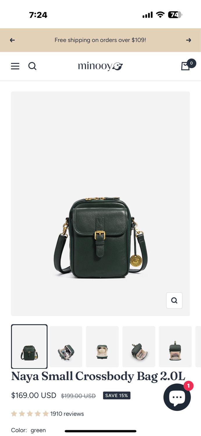 MINOOY Black Leather Crossbody Bag With Wallet Insert New With Tags 💥FROM CAROL