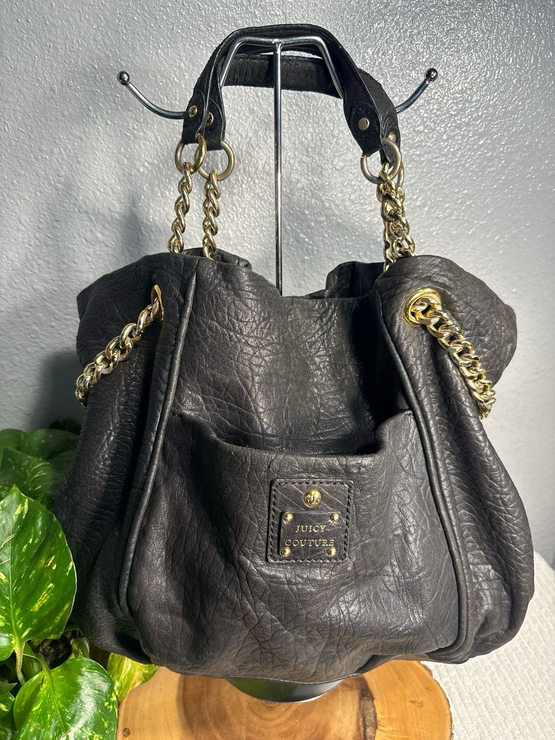 Juicy Couture Vintage Black Leather Shoulder Bag