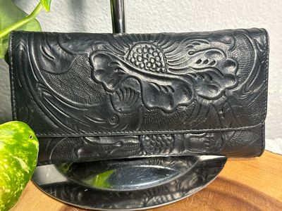 Unbranded, Black, Leather Tooled Wallet