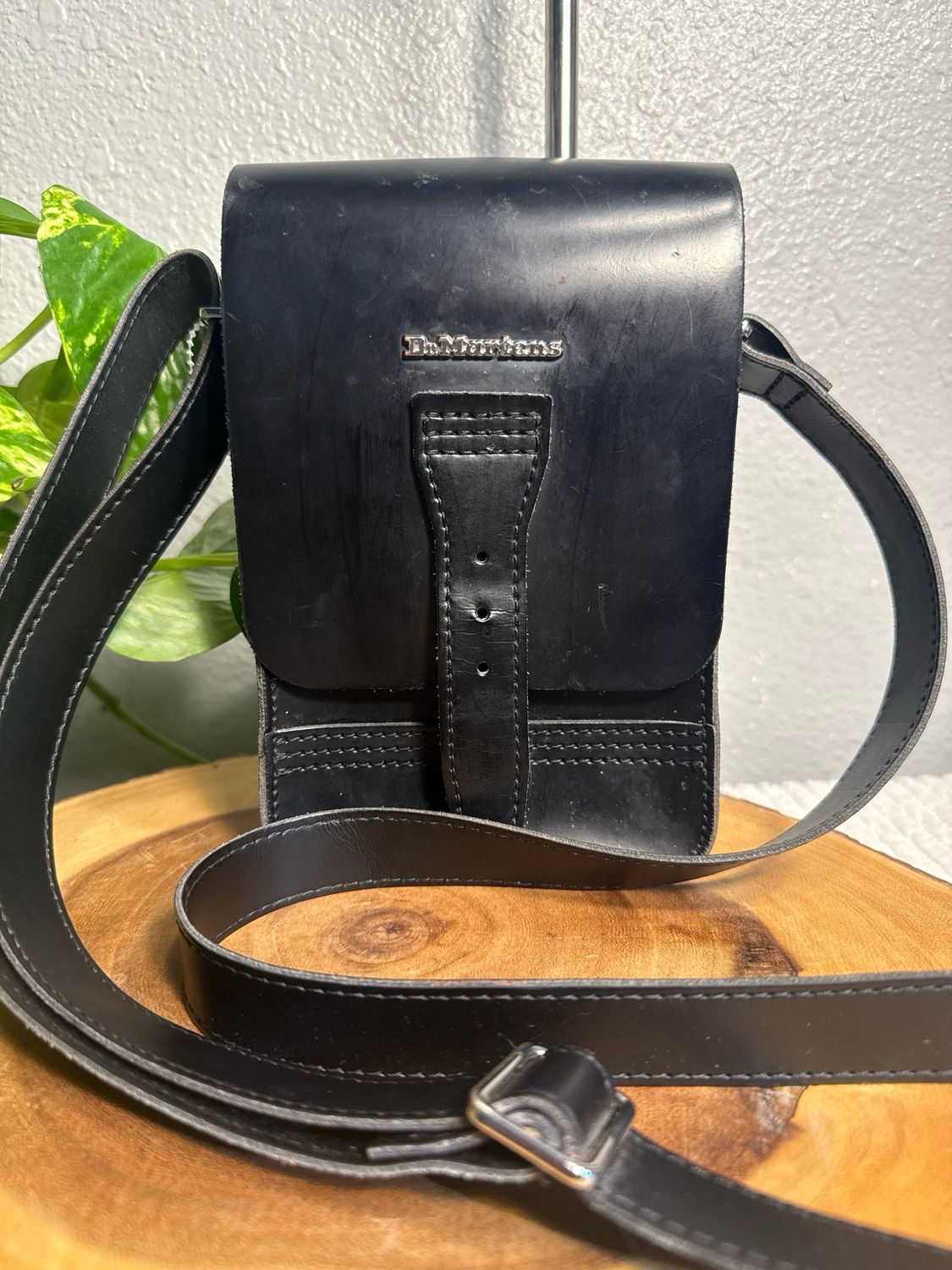 Dr. Martins Black Leather Crossbody