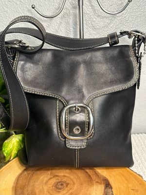 Coach Large Black Leather Vintage Crossbody Bag