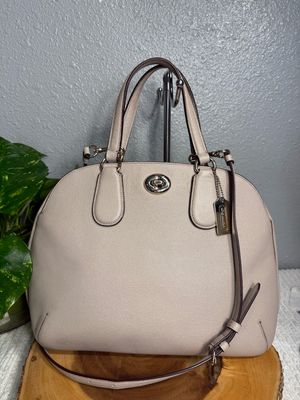 Coach Prince St. Light Taupe Saffiano Leather Satchel.