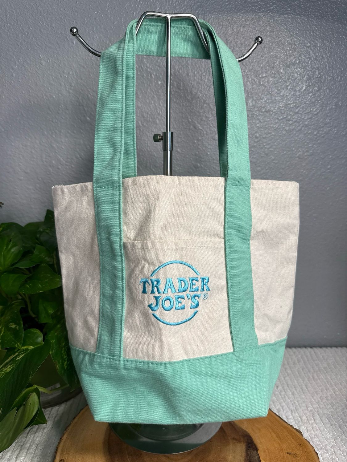 Trader Joe’s, Mint Green Canvas Mini Tote NWOT
