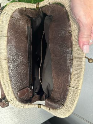 MARNI RARE brown Distressed Leather Framed Kisslock Shoulder Bag