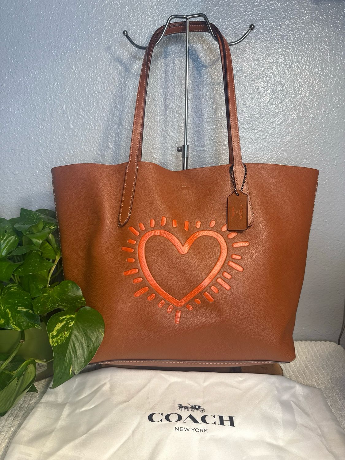 COACH X Keith Haring Brown Leather Tote RARE FIND