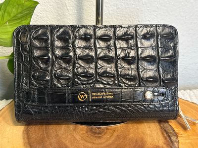 Extremely Rare Find WT Genuine, Croc, Leather Large Clutch Wallet, New Without Tags