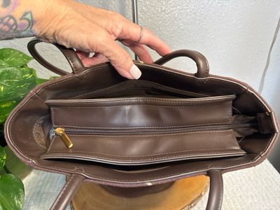 BUENO vintage Brown Canvas Embroidered Tote Bag With Accessories Like New