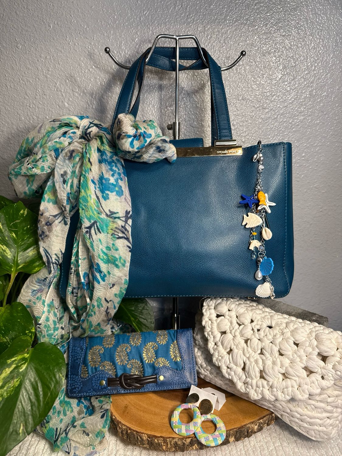 BUILD A BAG Bundle Michael Kors Peacock Saffiano Leather Shoulder Bag
