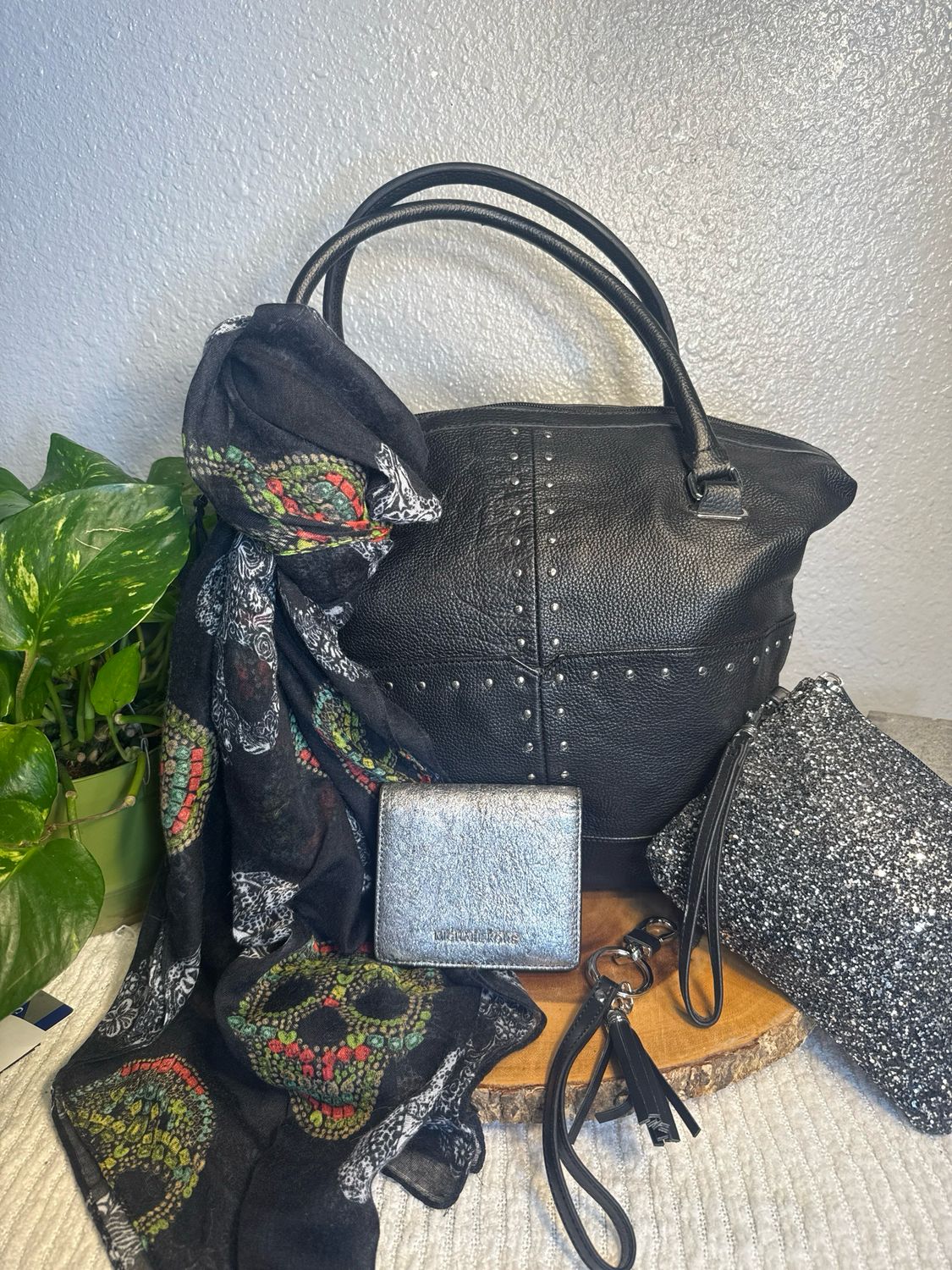 BUILD A BAG Vintage Black Pebbled Leather TIGNANELLO &amp; MK Bundle