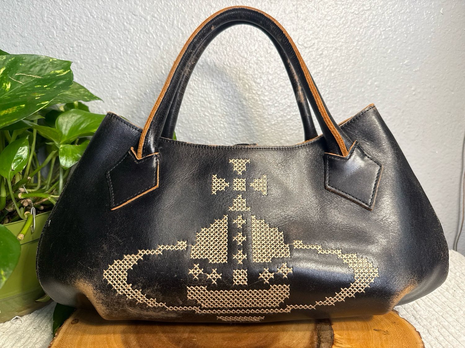 Vivienne Westwood Embroidered Loved Leather East West Handbag/shoulder Bag NWT