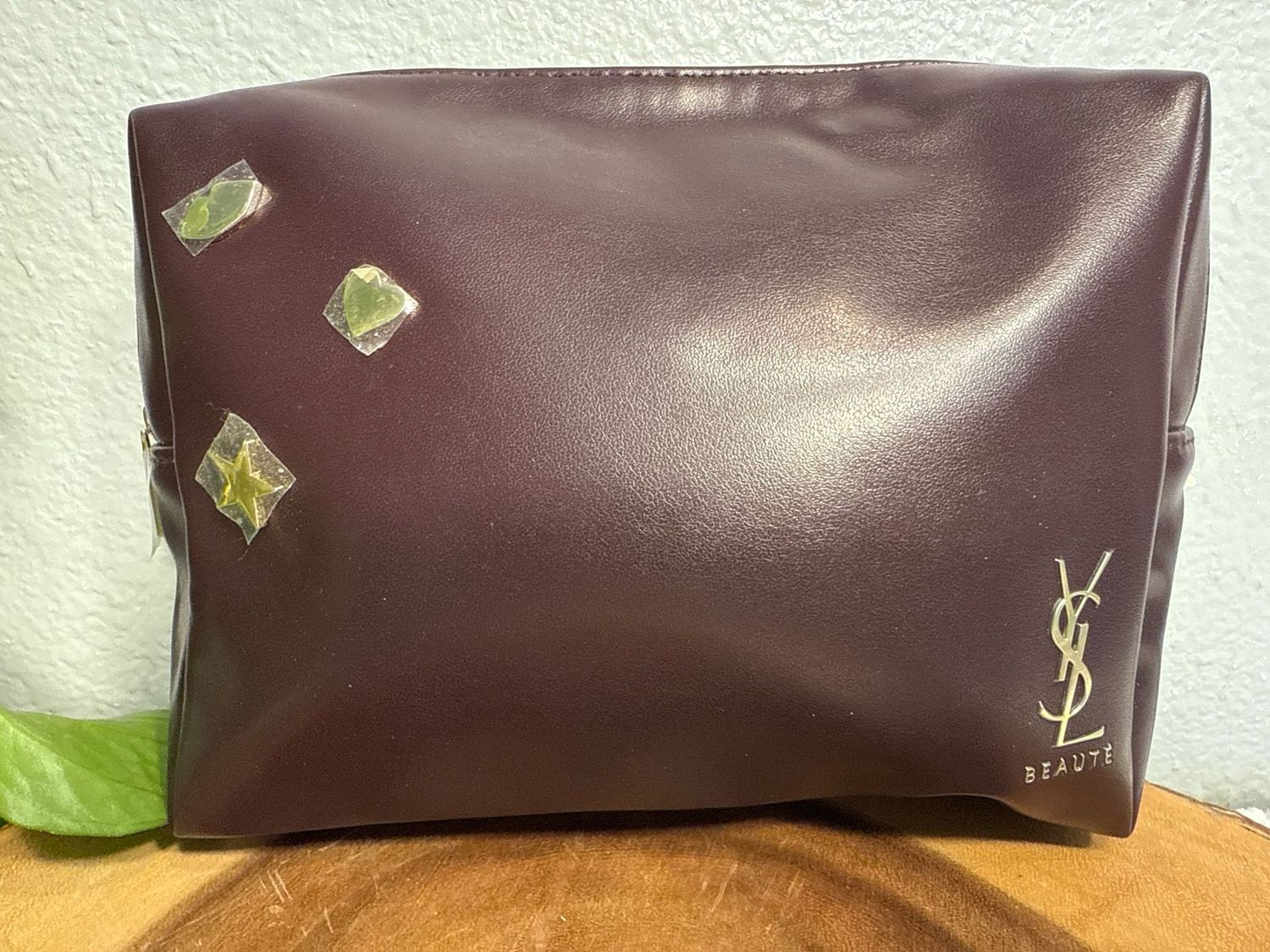 YSL eggplant, Vegan Leather Charms, Beauty Bag Or Catchall NWOT