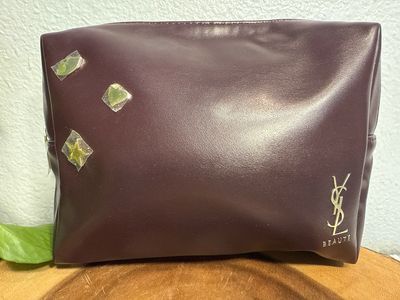 YSL eggplant, Vegan Leather Charms, Beauty Bag Or Catchall NWOT