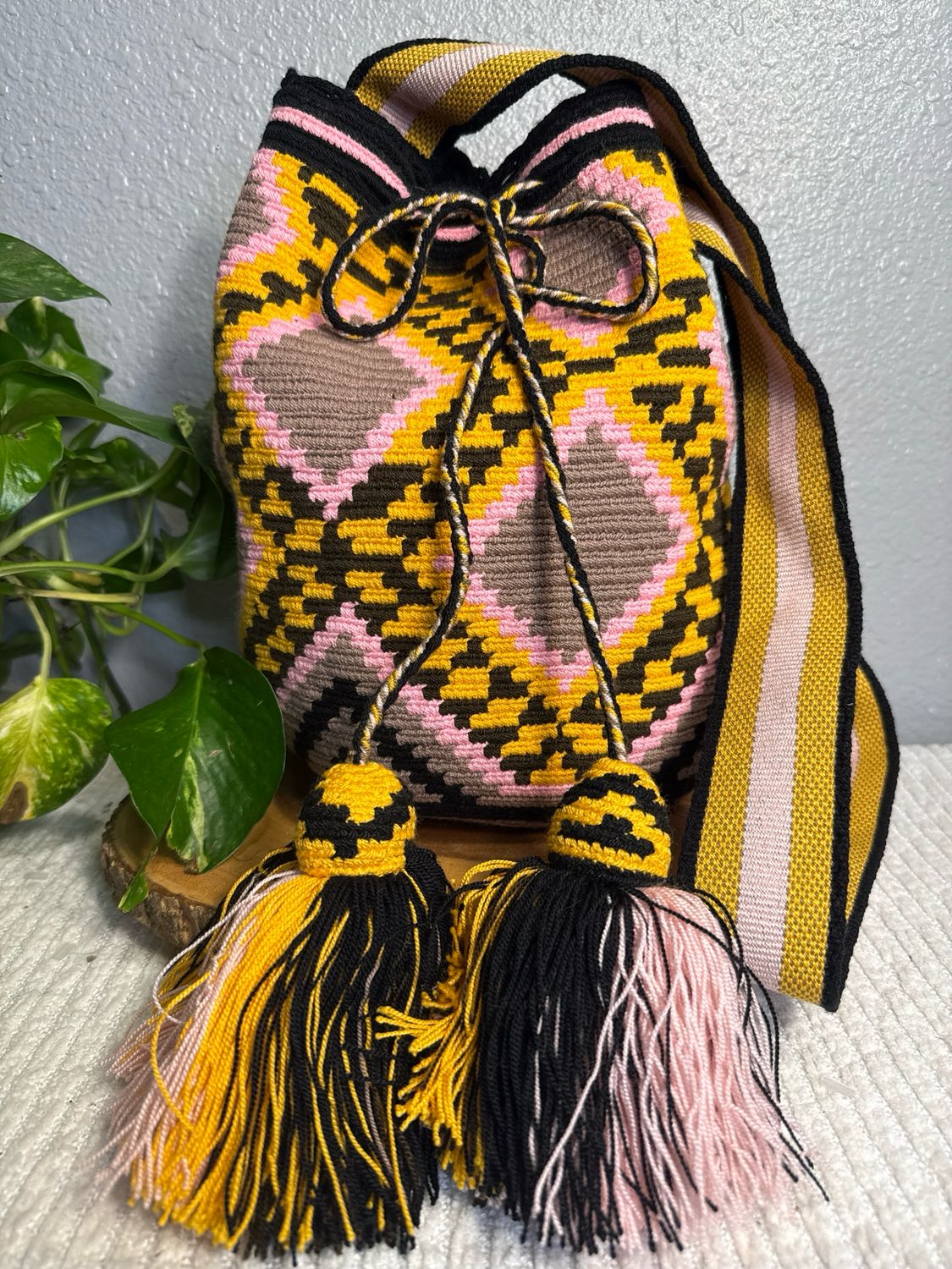 WAYUU pink Multi Crocheted Crossbody Bag Compare Online Used At $100. New Without Tags
