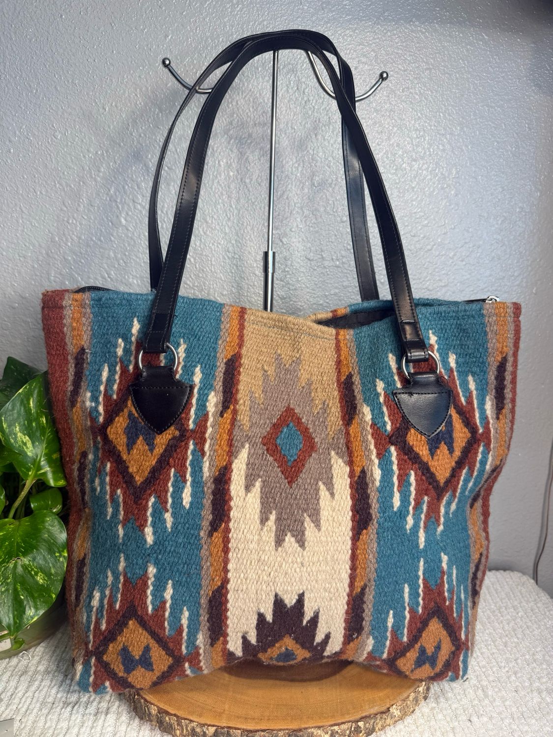 The Saddle Company, Aztec With Black Leather Trim, Tote Bag $105 Online