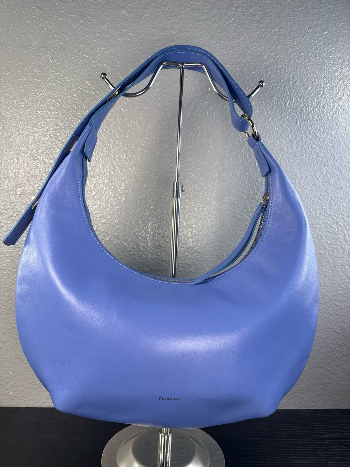 FLORIAN Blue Leather Hobo Bag New Without Tags Retail $370