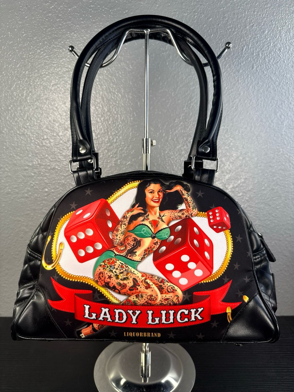Liquor Brand, Pinup Girl, Bowler Style Shoulder Bag, New Without Tags