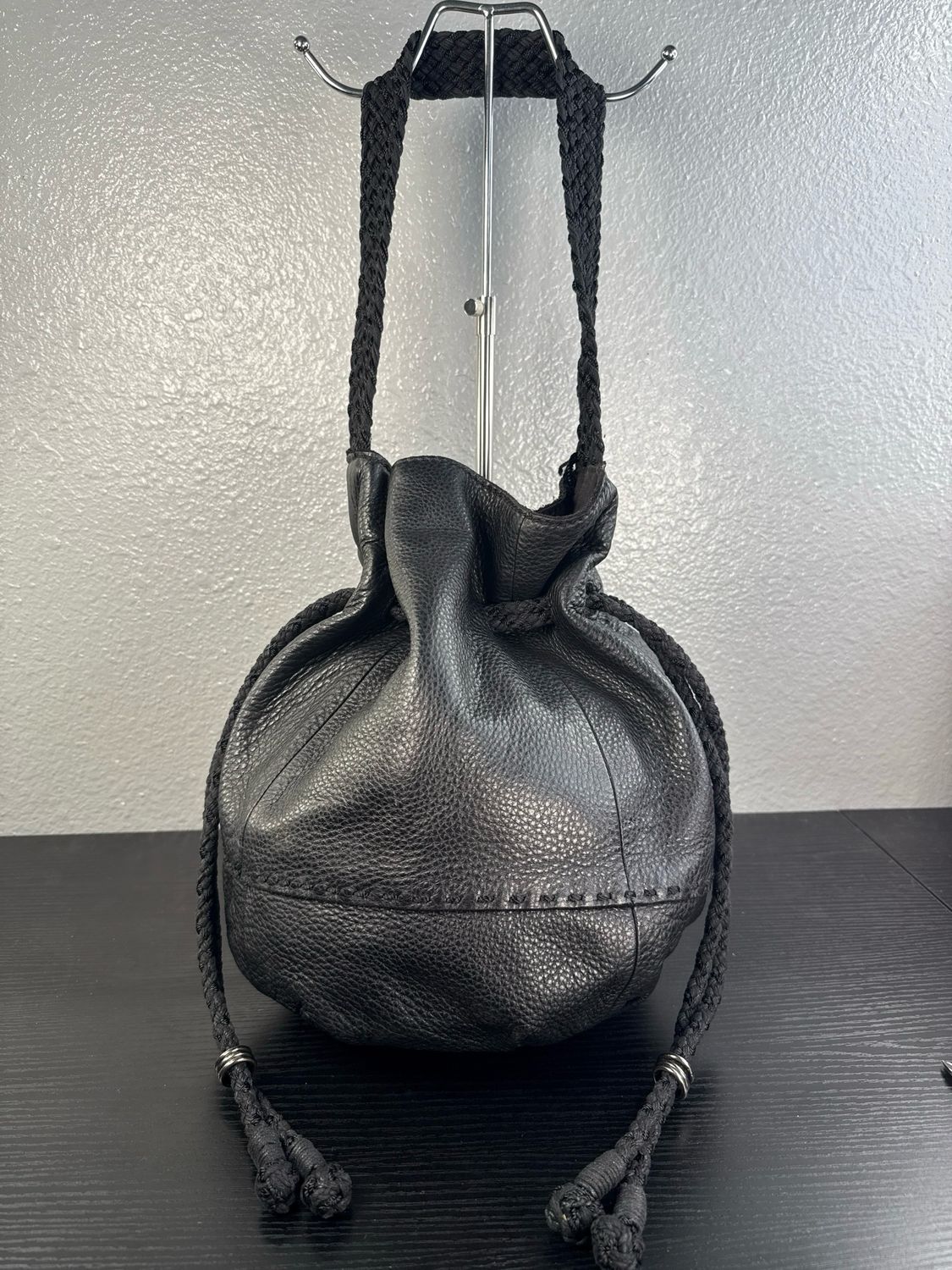 The sak Black Leather Bucket Style Shoulder Bag