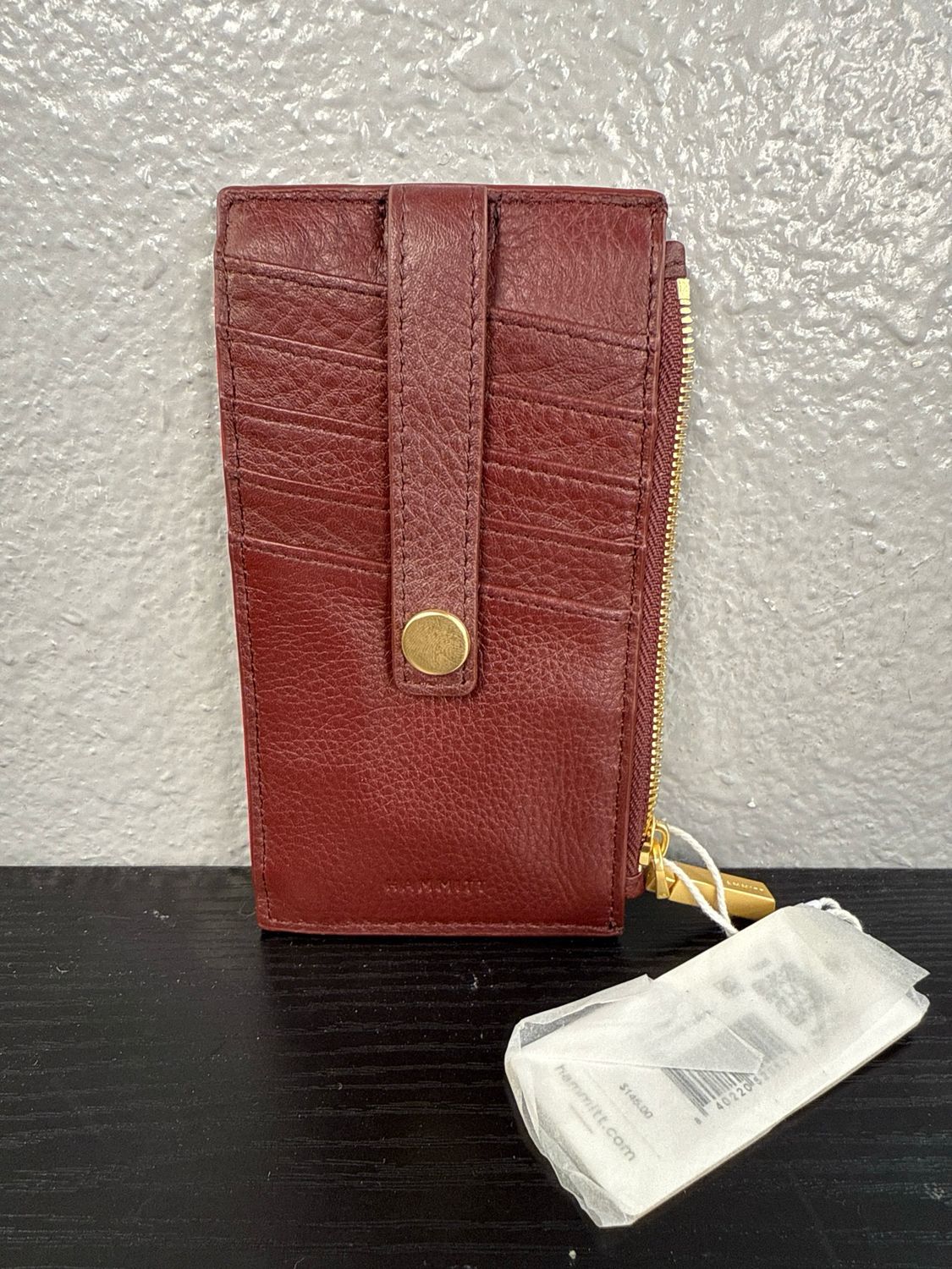 Hammitt burgundy, pebbled, leather card, coin Wallet NWT Retail $145